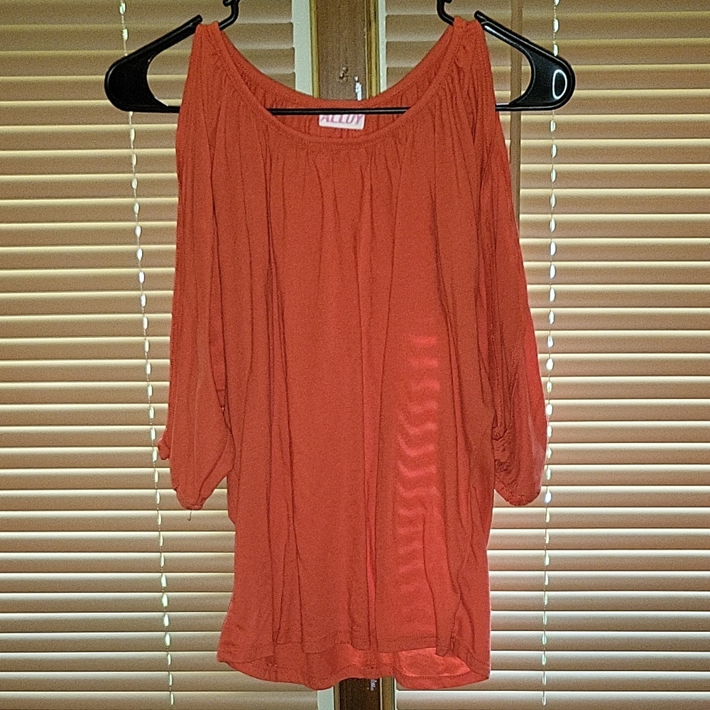 Elle Orange Asymmetrical 3/4 Sleeve Blouse
